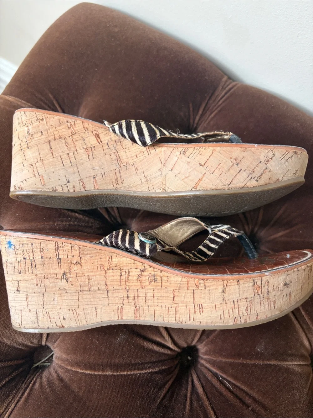 Sam Edelman Zebra-Print Thong Sandals SZ 36.5 - Picture 4 of 6